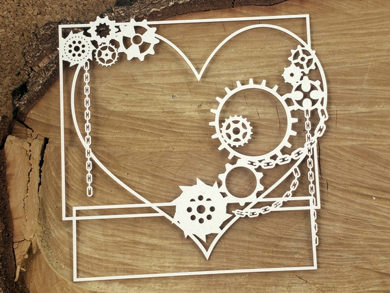Dekorpappe Die Cut Chipboard - Steampunk - großer quadratischer Rahmen SC