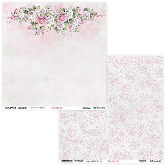 SCRAPANDME Setz von 6Stk 30x30cm doppelseitig Scrapbooking Papier- Pink Roses