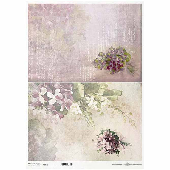 ITD Reispapier Decoupage Bastelpapier A3 Blumen, Veilchen 1018L