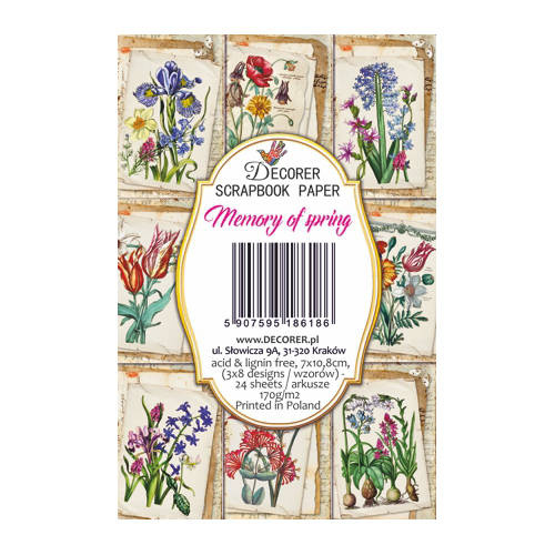 DECORER Scrapbooking-Bastelpapier-Set 11x7 cm - Memory of spring Erinnerung an den Frühling