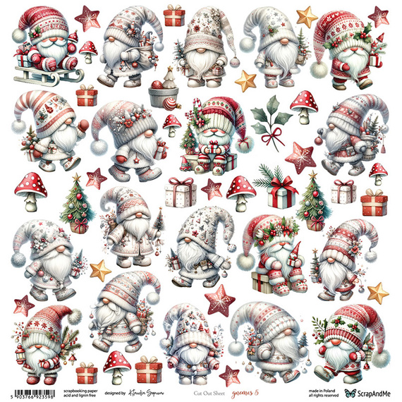 Scrapbooking-Papier - ScrapAndMe - Gnomes 5 - Motivbogen - 30x30 cm