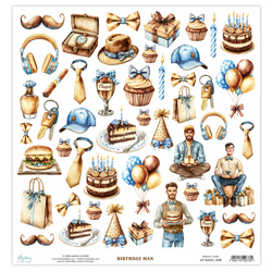 Scrapbooking-Papier mit Elementen 30 x 30 cm - Mintay-  Birthday Man