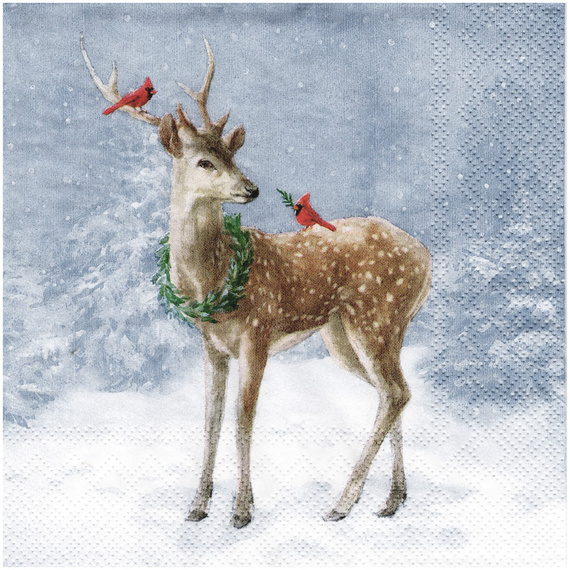 Serviettentechnik Motivserviette - 1 Stück - Decoupage Serviette 33x33 cm - Deer in snow