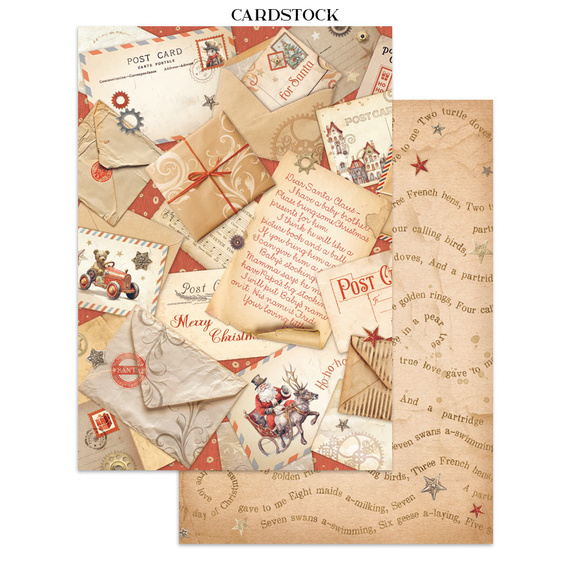 Set aus Junk Journal-Papieren, Aufklebern und Elementen - Gear Up For Christmas - Stamperia 