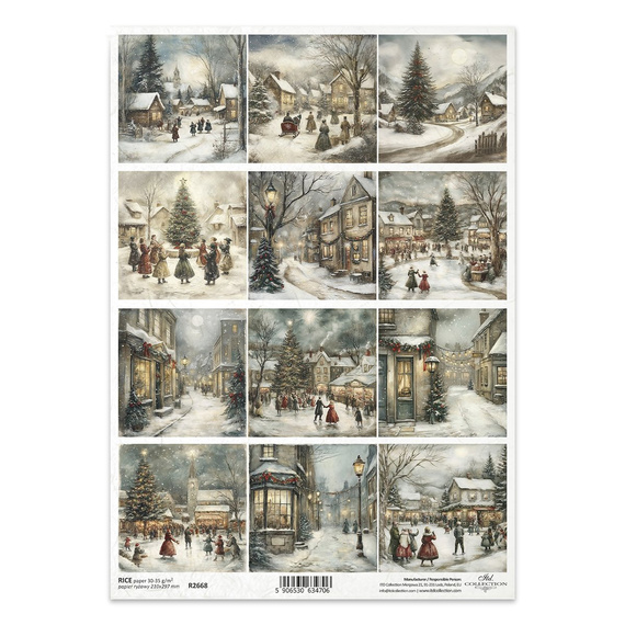 Reispapier für Decoupage A4 - Weihnachten, Menschen, Eislaufbahn - R2668 - Itd Collection