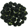 ROSEN Geöffnete 20mm 50 Stk. Scrapbooking Maulbeerpapier Blumen Flowers, schwarz