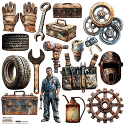 AUFKLEBER ScrapLove Dekor Stickers - Mechanic 1