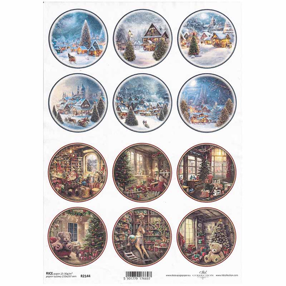 ITD Reispapier Decoupage Bastelpapier Softpapier Serviettentechnik,  Die Spielzeugfabrik des Weihnachtsmanns R2144 