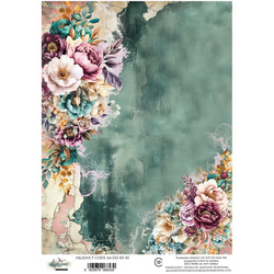 Reispapier für Decoupage A4 - Art of Alchemy - Dreamy Dreams, türkisfarbener Hintergrund