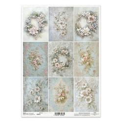 Reispapier Decoupage Bastelpapier für Decoupage A4 R2621 Blumensträuße Kränze