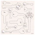 SCRAPINIEC Dekorpappe Die Cut Chipboard Dekoration Ornament, Schlüssel 649