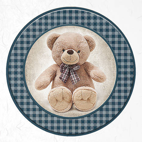 ITD - Reispapier-Set - ITD - RSM047 Spielzeug, Karomuster ,Teddybären, Blau