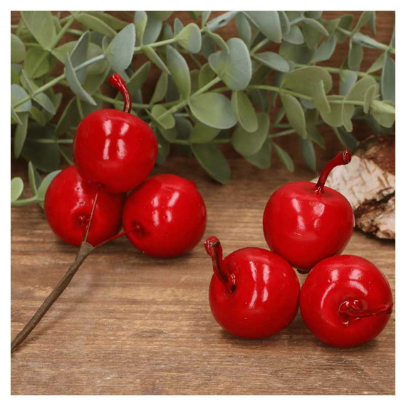 Lackierte Äpfel am Draht - 3 Stück - Dekorative Früchte