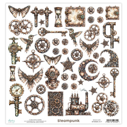 Papier mit Scrapbooking-Elementen 30x30 - Mintay - Steampunk