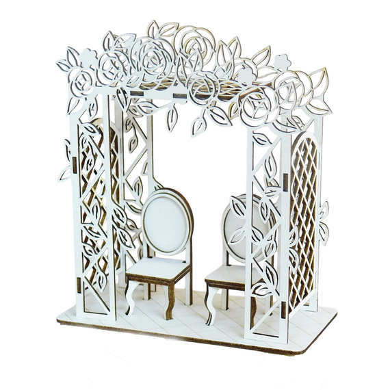 KREATYWNA PRACOWNIA Dekorpappe Die Cut Chipboard Dekoration, 3D Pergola mit Stühlen
