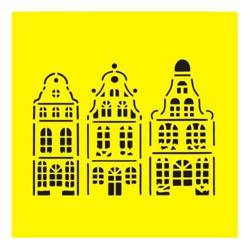 Mixed Media Schablone STENCIL für Decoupage Scrapbooking 16x16, Mietshäuser