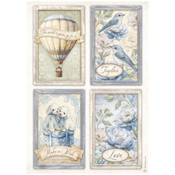 Reispapier Decoupage Bastelpapier A4 - Stamperia -Timeless 4 Cards