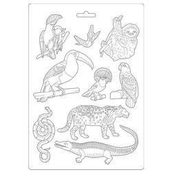 STAMPERIA flexible Gießform aus Kunststoff Form Mold Mould Dekor, Amazonia wilde Tiere