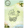AGATERIA - Transparent Stempel Motivstempel Clear Stamp - Baby pram, Kinderwagen 