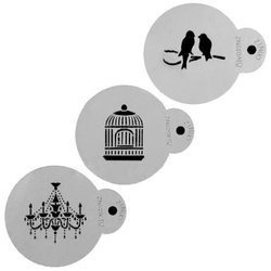 PENTART Schablone 3D Mixed Media STENCIL - Ornament Nr. 15 - Vogelkäfig Kronleuchter - 3pcs