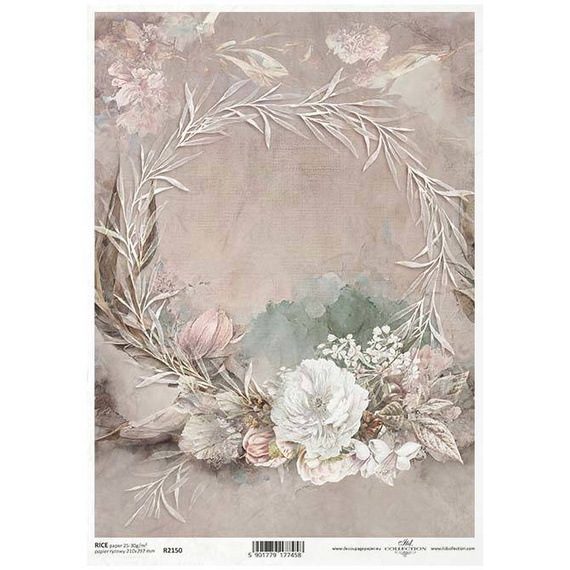 ITD Reispapier Decoupage Bastelpapier Softpapier Serviettentechnik, Girlande, Blüten R2150