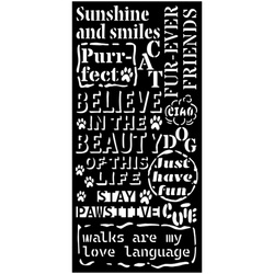 Schablone mixed-Media 3D 12x25cm - Furry Friends Hintergrund in Slogan - Stamperia