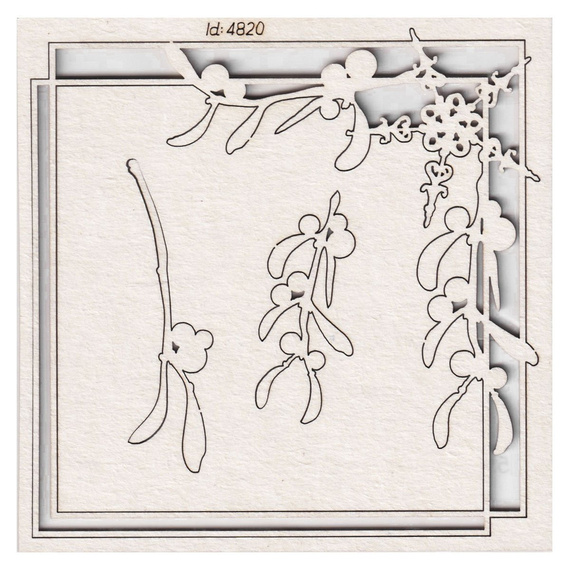 SCRAPINIEC Dekorpappe Die Cut Chipboard Dekoration Ornament, Mistel Rahmen 4820