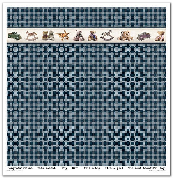 ITD Set 11 Stk 31x32cm einseitig Scrapbooking Papier 200g, Childhood memories blue