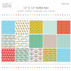SIMPLY CREATIVE Set 20 Blatt 30x30cm Scrapbooking Craft Papier 200g, Fiesta Fun
