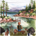 SERVIETTEN 1 Stück Motivservietten Decoupage Napkin 33x33cm, Lakeside Fishing