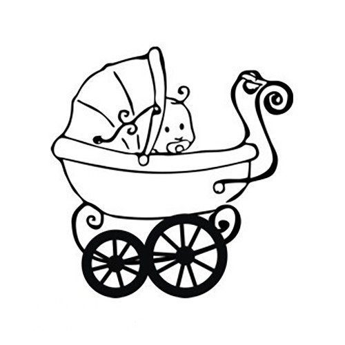 AGATERIA - Transparent Stempel Motivstempel Clear Stamp - Baby pram, Kinderwagen 
