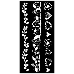 Schablone mix media 3D 12x25cm - The Owl's House - 3 längliche Dekore - Stamperia