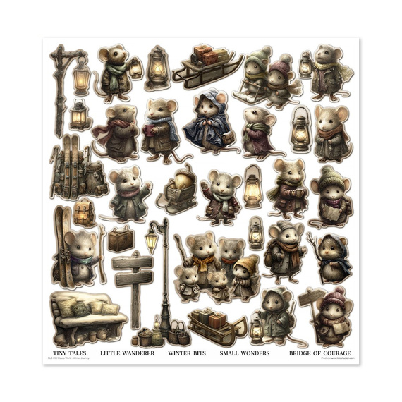 Scrapbooking Papier Set 30x30 - Mauswelt - Winterreise - Itd Collection