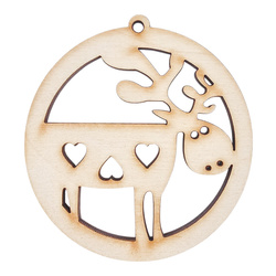 HOLZKUGEL Anhänger aus Holz, Ornament Weihnachtskugel 6 cm - Rentier
