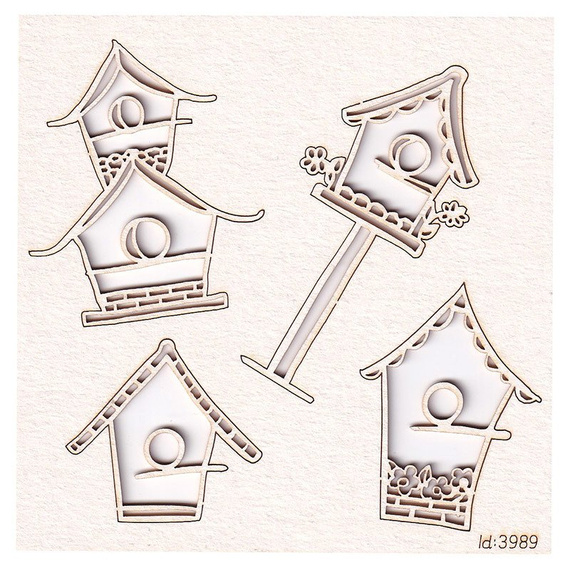 Dekorpappe Die Cut Chipboard Frühlingswunder - Vogelhäuser - Stände SCRAPINIEC