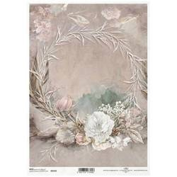 ITD Reispapier Decoupage Bastelpapier Softpapier Serviettentechnik, Girlande, Blüten R2150