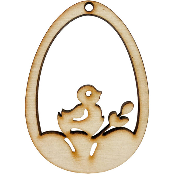 Holz-Ei-Anhänger 7cm - Deko-Huhn