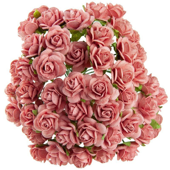 ROSEN Geöffnete 25 mm 50 Stk Scrapbooking Maulbeerpapier Blumen Flower lachsfarben