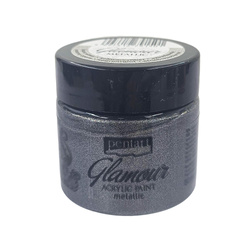Glamour Acrylfarbe - PENTART - Metallic Schwarz Silber 50ml