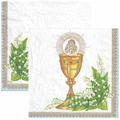 SERVIETTEN 1 Stück Motivservietten Decoupage Napkin 33x33cm, Chalice with Lilies of the valley blue, Kommunionskelch, Maiglöckchen