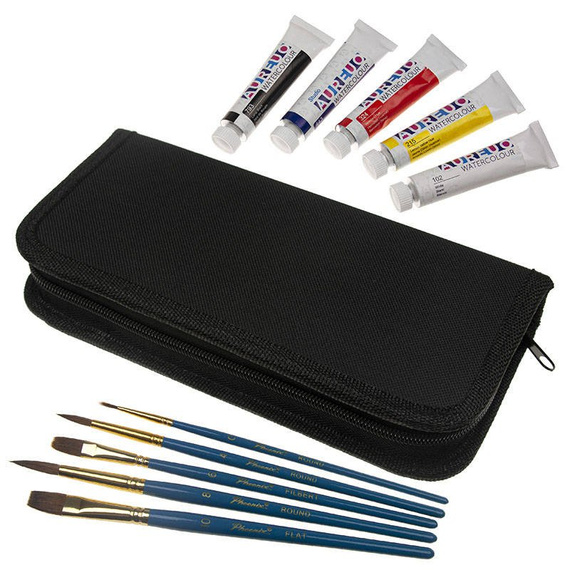 Reise-Malset im Koffer - Phoenix - Aquarellfarben 5x12 ml, 5 Pinsel