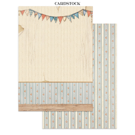 Set aus Junk Journal-Papieren, Aufklebern und Elementen - Baby - Stamperia 