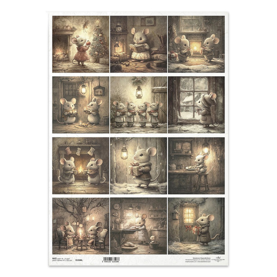 Reispapier für Decoupage A3 - Mäuse, Festtage, Weihnachten - R1506L - Itd Collection