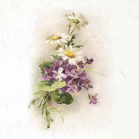 ITD Reispapier Decoupage SET Bastelpapier,  Narzissen, Narzissen, Margeriten RSM074 