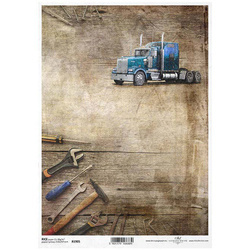 ITD Reispapier Decoupage Bastelpapier Serviettentechnik, R1905 Werkzeuge, Lastwagen