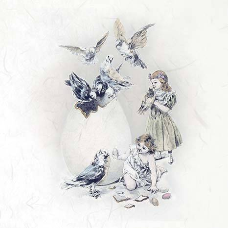 ITD Reispapier Decoupage SET Bastelpapier, vintage, kinder, ostern, eier, hasen, vögel RSM069