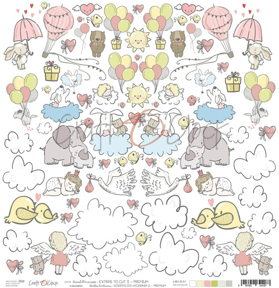 CRAFT O CLOCK 30,5x30,5cm Scrapbooking Papier mit Glitzer 250g Sweet Princess 02