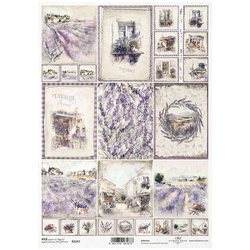 ITD Reispapier Decoupage Bastelpapier Serviettentechnik-R2247 Lavendelfelder, Lavendel