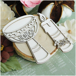 Dekorpappe Die Cut Chipboard Dekoration Taufbecken und Kerze - Kreatywna Pracownia