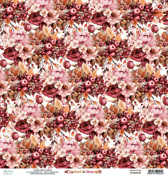 Scrapbooking Papier 30x30 - Mintay - Rust & Rose 05